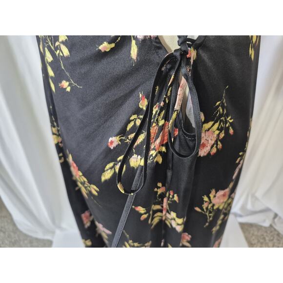 New R13 Womens Black Floral 100% Silk Lace Back Slip Midi Dress Small - Picture 11 of 13